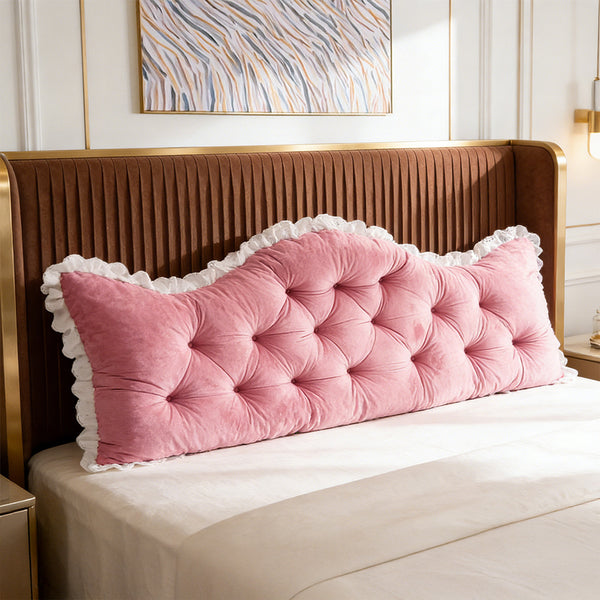 Large Ultra-Soft Comfortable Plush Backrest Pillow, Princess Style Reading Cushion, Neck and Back Support, Luxurious Fashionable Home Style Multifunctional Lace Ruffled Headboard Cushions, Suitable for Bedroom, Living Room, Dorm, Sofa Home Decor, Machine