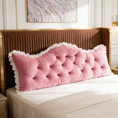 Large Ultra-Soft Comfortable Plush Backrest Pillow, Princess Style Reading Cushion, Neck and Back Support, Luxurious Fashionable Home Style Multifunctional Lace Ruffled Headboard Cushions, Suitable for Bedroom, Living Room, Dorm, Sofa Home Decor, Machine