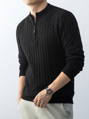 Christmas Gift for Men, New Twist Zipper Collar Pullover Sweater, Autumn And Winter Style, with Velvet, Thickened, Warm And Cold-Resistant, Can Be Worn Inside Or Outside, Casual And Versatile Essential, Knit