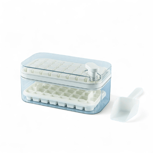 Ice Cube Tray with Lid and Bin, 56pcs Ice Cube Mold, 2 Trays & Ice Scoop, BPA