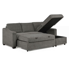 Coddle Aria Grey Fabric Convertible Sofa Bed with Chaise