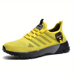 Men'S Breathable Mesh Sneakers - Lightweight Low-Top Training Shoes with EVA Cushioning, & Red Accents for Running, Hiking, Gym & Casual Wear - All-Season Comfort, Hiking Footwear, Sleek Sporty Design, Durable Traction Footwear
