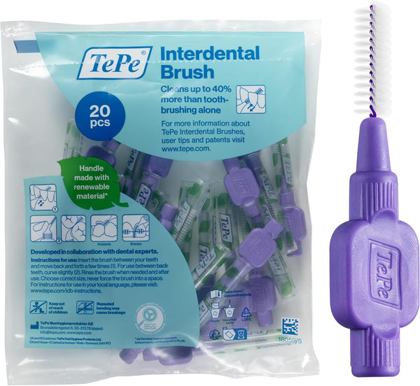 Tepe Interdental Brush, Original, Yellow, 0.7Mm/Iso 4, 8Pcs, Efficient Cleaning between Teeth, Plaque Remover and Dental Flosser for Small Gaps