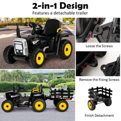 12V Kids Ride on Tractor with Trailer Music and LED Lights