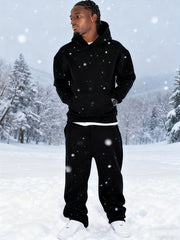 Men'S Casual Athletic Warm 2pcs Set, Winter Hooded Sweatshirt And Jogger Pants, Outdoor Fitness Running Hooded Sweatshirt And Athletic Pants Outfit, Suitable for Fall Winter Leisure Activities