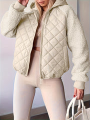 SQ25050621+Elegant Directional+Hooded Spliced Women's Padded Coat