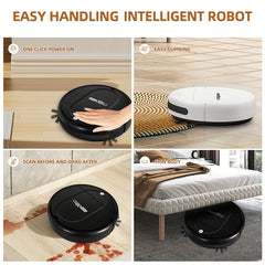 3-in-1 Robot Vacuum Cleaner | 4, 000 Pa Powerful Suction, Up to 90mins Runtime, Low Noise, Suitable for Hard Floors, Flatmarble Tiles, and Wood Floors | USB Charging, Hair Anti-Tangling, Blow and Suction Integrated, Crash Protection