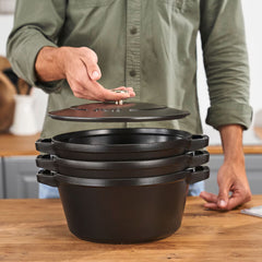 STAUB Stackable 3 Piece Pot Set in Black