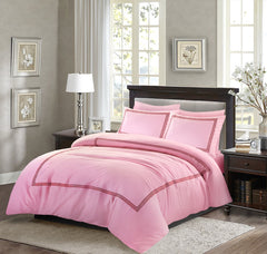 Embroided Baratta Stitch Duvet Cover Set with Matching Pillowcases - Ultra-soft Brushed Microfibre – Chic & Modern Design – Easy Care & Machine Washable