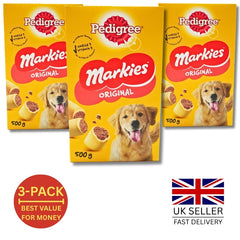 PEDIGREE Markies Original Flavor Dog Treats Mega Value 3 Pack (Total 1.5KG / 1500g) | Crunchy Marrowbone Biscuit Shell with Real Bone Marrow Filling | Healthy Pet Snacks for Adult Dogs & Puppies | Enriched with Omega 3 & Vitamin E | Training Reward Chew |