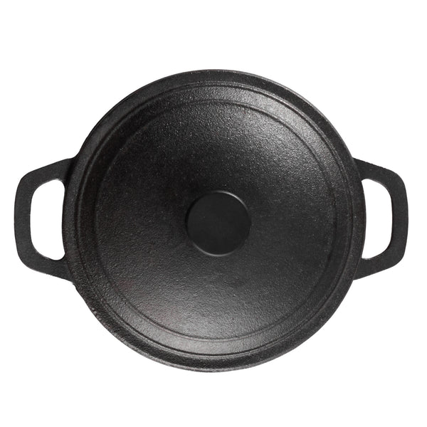 1PC Heavy Duty Double Striped Cast Iron Pot | Black Household Cast Iron Pot | with Double Ears, Suitable for Camping, Picnicking, Kitchen Cooking, Size 24 * 24 * 11cm