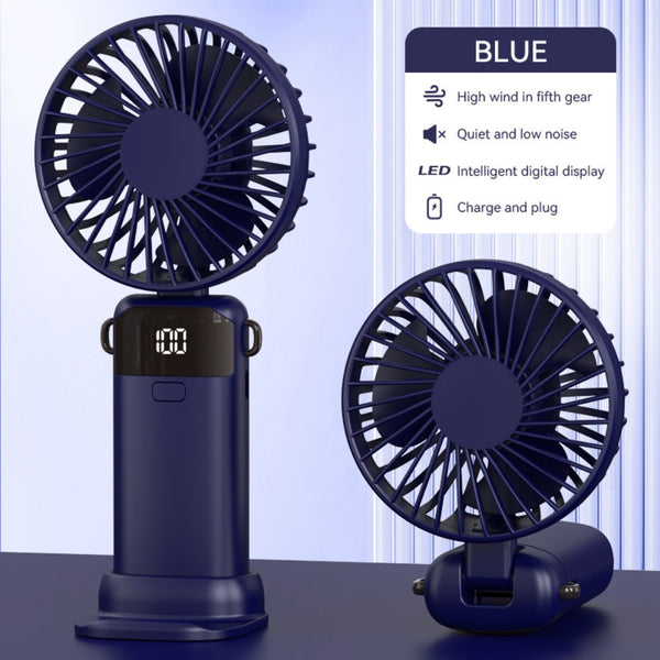 4-in-1 Foldable Mini Handheld Fan with LED Digital Display, Neck Lanyard & Aromatherapy – USB Rechargeable Portable Cooling Fan for Office, Travel, Outdoor & Daily Use – Lightweight, Quiet, 5-Speed Adjustable, Long Battery Life