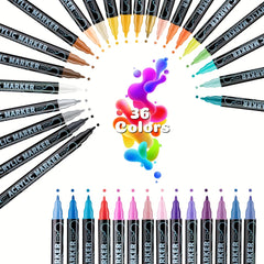 36 Colors Dual Tip Acrylic Pens Markers