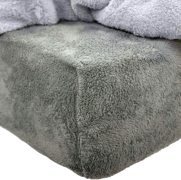 Brentfords Teddy Fleece Fitted Bed Sheet Plain Thermal Warm Soft Luxury Bedding, Charcoal Grey - Double