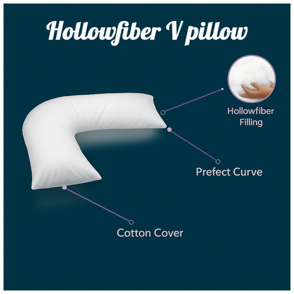 V Shaped Pillows Hollowfiber Filled Orthopedic Back Neck Pregnancy Body Support Cushion