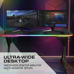 X Rocker Pulsar Max RGB Gaming Desk with LED Lights