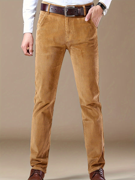 Men's Four-Season Corduroy Slim Fit Straight-Leg Casual Trousers