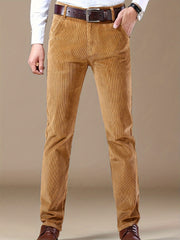 Men's Four-Season Corduroy Slim Fit Straight-Leg Casual Trousers