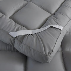ELAFY Grey 10cm High Loft Mattress Topper | Hotel Quality, Super Soft & Brushed Microfiber Top with Hollowfiber Filling | Elasticized Corner Straps fits up to 40 CM
