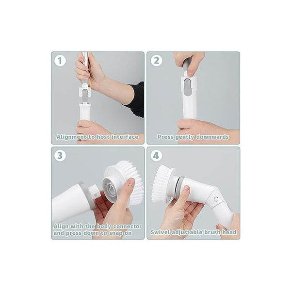 Electric Cleaning Brush, Cordless Spin Scrubber With 6 Interchangeable Brush Heads, Adjustable Telescopic Rods 35-116 Cm, 2 Rotation Speeds, For Bathroom, Kitchen, Tiles, Floor