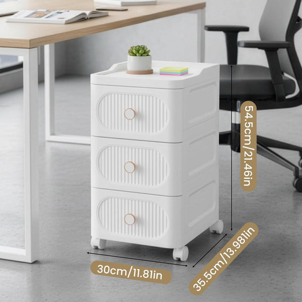 Mobile Storage Cabinet with Drawers, Slim Rolling Storage Unit for Bathroom, Bedroom, Living Room, Freestanding Organiser for Toiletries, Cosmetics & Household Items, 3/4 Layers Storage Cabinet