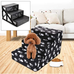 Dog Steps 3/4 Steps Pet Stair Step Pet Stairs Pet Ladder with Washable Non Slip Plush Cloth Cover for Dogs and Cats