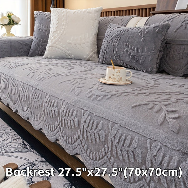 1pc Heavy-Duty Sofa Cover - Beige Floral & Leaf pattern, Non-Slip Couch Protector with Pet-Friendly One-Piece Design, Machine Washable for Living Room, Bedroom, Office - Fits Most Single/Double/Three/Four-Seater Sofas - Modern Home Decor, Sofa for Living