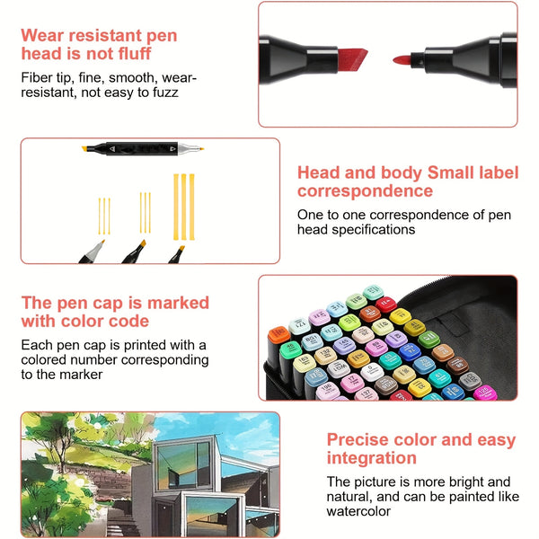 204/ 168/100/80/60 Colors Coloring Pens, Christmas Art Supplies Art Markers with Bag, Dual-Tip Graffiti Pens for Adults Coloring, Alcohol-Based Drawing Pens for Sketching Illustration - Perfect Easter Gifts, Mother's Day Gifts Suitable for Painting