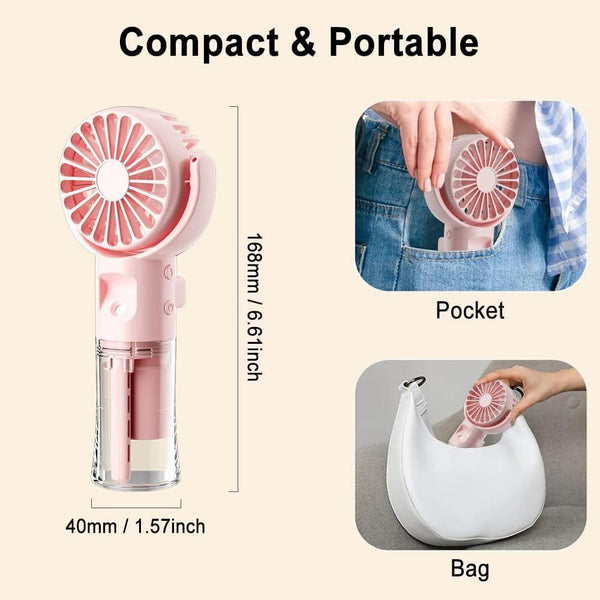 SJMR Portable Rechargeable Handheld Fan – 5-Speed Foldable Mini Fan. USB Powered for Home, Office, Travel, and Outdoor Use