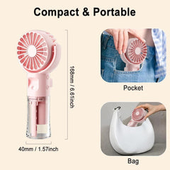 SJMR Portable Rechargeable Handheld Fan – 5-Speed Foldable Mini Fan. USB Powered for Home, Office, Travel, and Outdoor Use