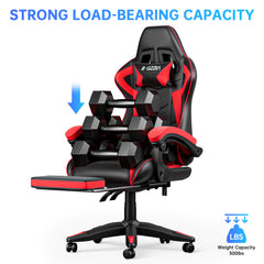 GartistGo Gaming Chair With footrest,Computer Chairs with Lumbar Cushion + Headrest, Height-Adjustable Office Chair for Adults, Girls, Boys
