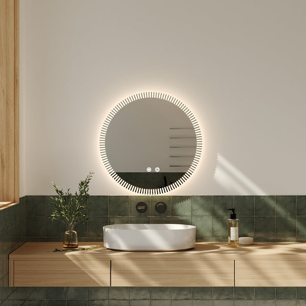 Round Wall-Mounted Bathroom Makeup Mirror, Frameless Glass Vanity Mirror for Hallways, Bathroom Accessories, Ideal Decorative Piece for Bedrooms, Dressing Rooms and Bathroom Vanity Units