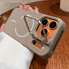 Phone Case - New Orange Premium Magnetic Wireless Charging Phone Case with Metal Stand for Iphone 17 16 15 Pro Max Air 16 Plus Shockproof Armor with Breathable Heat Dissipation And Lens Protection