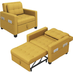 Costoffs 3-in-1 Convertible Sleeper Chair Bed, Tufted Futon Sofa Chair with Adjustable Backrest & Back Pillow, Multi-Function Sleep Chair Bed for Small Space, Apartment, Studio, Guest Room, Home Living Room Furniture