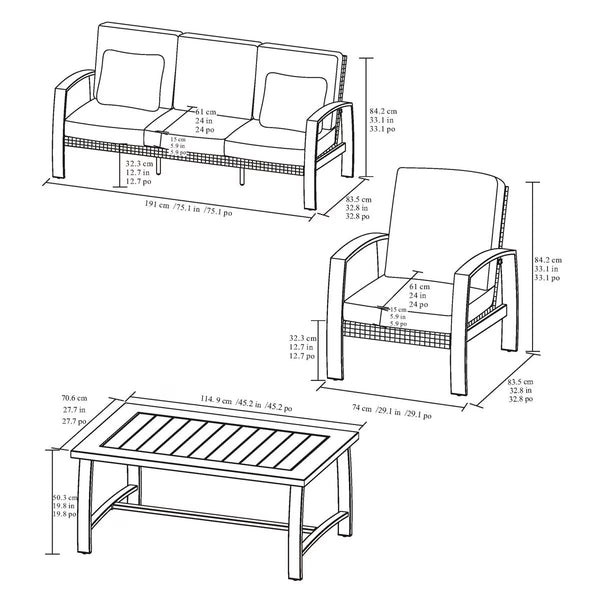 Agio Harper 4 Piece Woven Deep Seating Patio Set + Cover