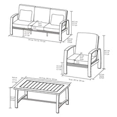Agio Harper 4 Piece Woven Deep Seating Patio Set + Cover