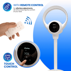 Schallen White 2 In 1 Bladeless Fan Floor and Desk Table Fan with Digital Display and Remote Control, Quiet Adjustable Cooling Fan for Home Office Bedroom, Modern White and Black Tower Fan with Safe Bladeless Airflow, Portable Standing or Desktop Fan with