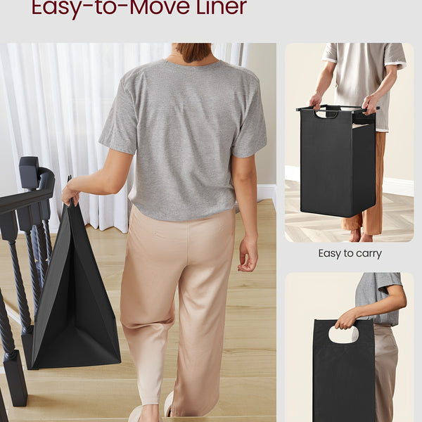 Dirty Laundry Basket, 2 Compartments, Bin, with 2 Removable Oxford Cloth Bags, Metal Frame, 2 X 46 Litres, 73 X 33 X 72cm, Laundry Baskets