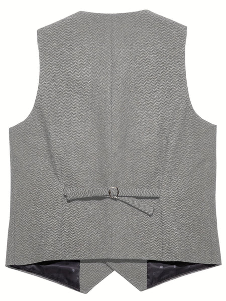 Men'S Vest Retro Fashion Groom Wedding Party Vest Men'S Herringbone Casual Business Waistcoat