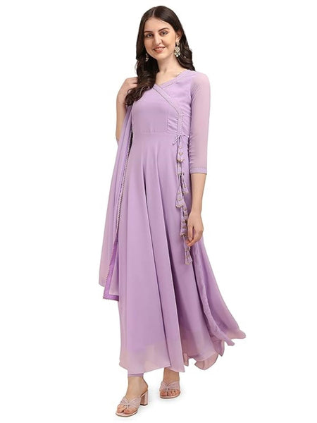 Estationeryhouse Women's Georgette Anarkali Kurta Kurti with Dupatta (Bottoms not Included)