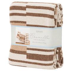 Berkshire Chenille Striped Throw in 3 Colours, 152 X 178 Cm