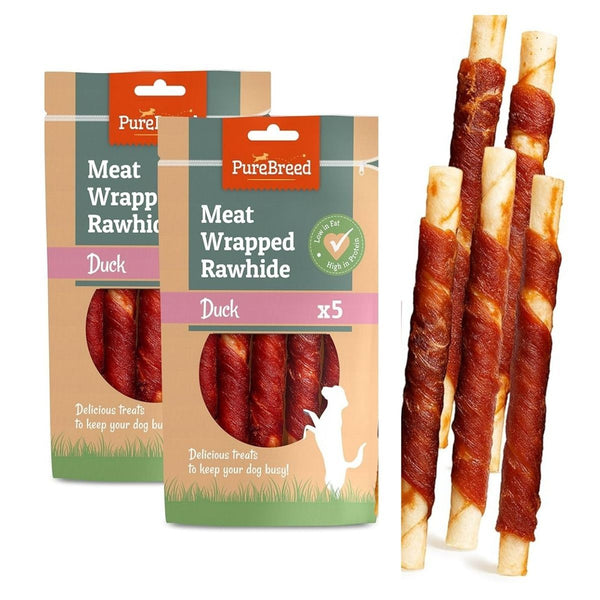 2 packs of Meat Wrapped Rawhide Dog Treats - Duck and chicken Chews for Dogs, High-Protein and Low-Fat, Promotes Healthy Teeth, Great for Training, Rewards, Chewing Satisfaction, and Long-Lasting Enjoyment