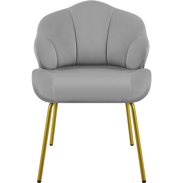 Costoffs Velvet Accent Chair Modern Side Chair Vanity Chair Leisure Chair with Shell-shaped Backrest and Golden Metal Legs, Versatile Use Lounge Chair for Living Room/Bedroom/Home Office/Kitchen, White/Pink