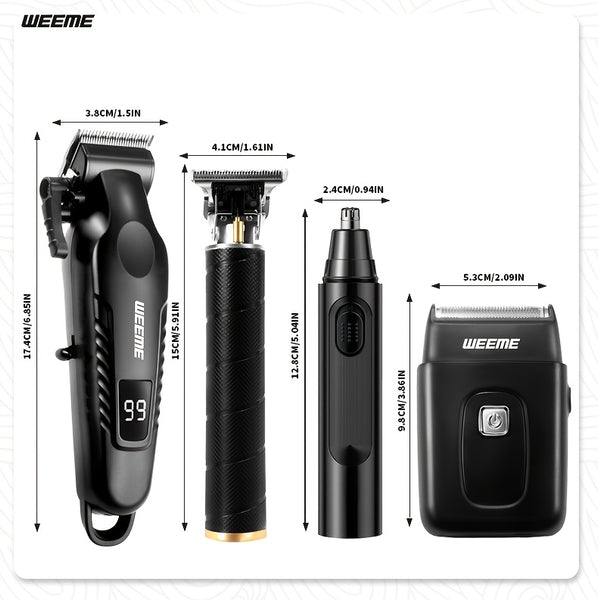 WEEME 4pcs 3pcs 2pcs 1pc Black Golden Hair Clippers For Men Professional, Beard Trimmer Kit, Cordless Clippers And Trimmers Set, Electric Razor Shavers And Nose Trimmer, Mens Grooming Kit For Barber, Valentines Day Christmas Gifts For Him