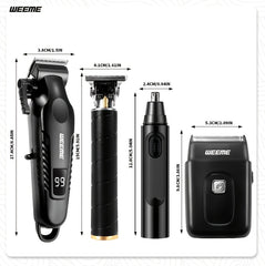 WEEME 4pcs 3pcs 2pcs 1pc Black Golden Hair Clippers For Men Professional, Beard Trimmer Kit, Cordless Clippers And Trimmers Set, Electric Razor Shavers And Nose Trimmer, Mens Grooming Kit For Barber, Valentines Day Christmas Gifts For Him