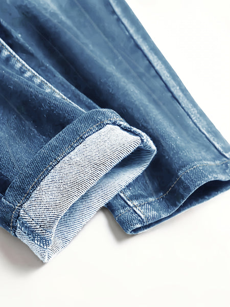 Men'S Denim Slim Fit Slimming Black Stretch Men'S Easy Casual Small Straight Leg Business Men'S Pants, Suitable for All 4 Seasons