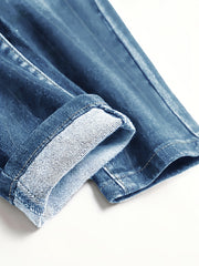 Men'S Denim Slim Fit Slimming Black Stretch Men'S Easy Casual Small Straight Leg Business Men'S Pants, Suitable for All 4 Seasons
