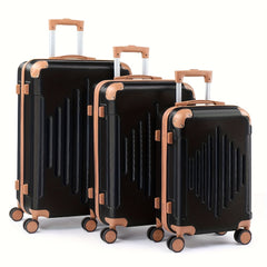 4/5pcs Hard Shell Luggage Set, Expandable & Lightweight Hardside Suitcase With 360° Spinner Wheels (12, 16, 20, 24, 28 Inch) - Stylish White Paired With Brown Luggage