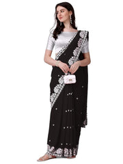 Estationeryhouse Women's Georgette Embroidery Border Work Designer Saree with Blouse Piece