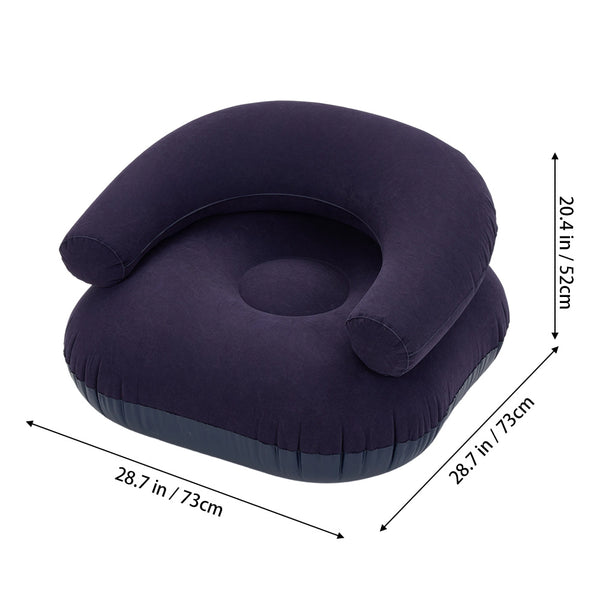 73*73*52cm U-shaped Outdoor Leisure Inflatable Sofas, Portable Inflatable Mattresses for Home Use, with Backrest, Foot Pump Included, Durable and Wear-resistant, Suitable for Home, Camping, Beach and Travel Use Green/Purple